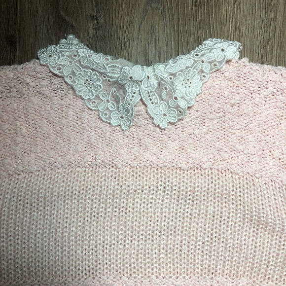 Vintage Pink Knit Lace Collar Sweater - Picture 16 of 17